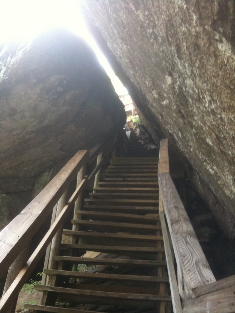 Stairs to the top of Chimney Rock